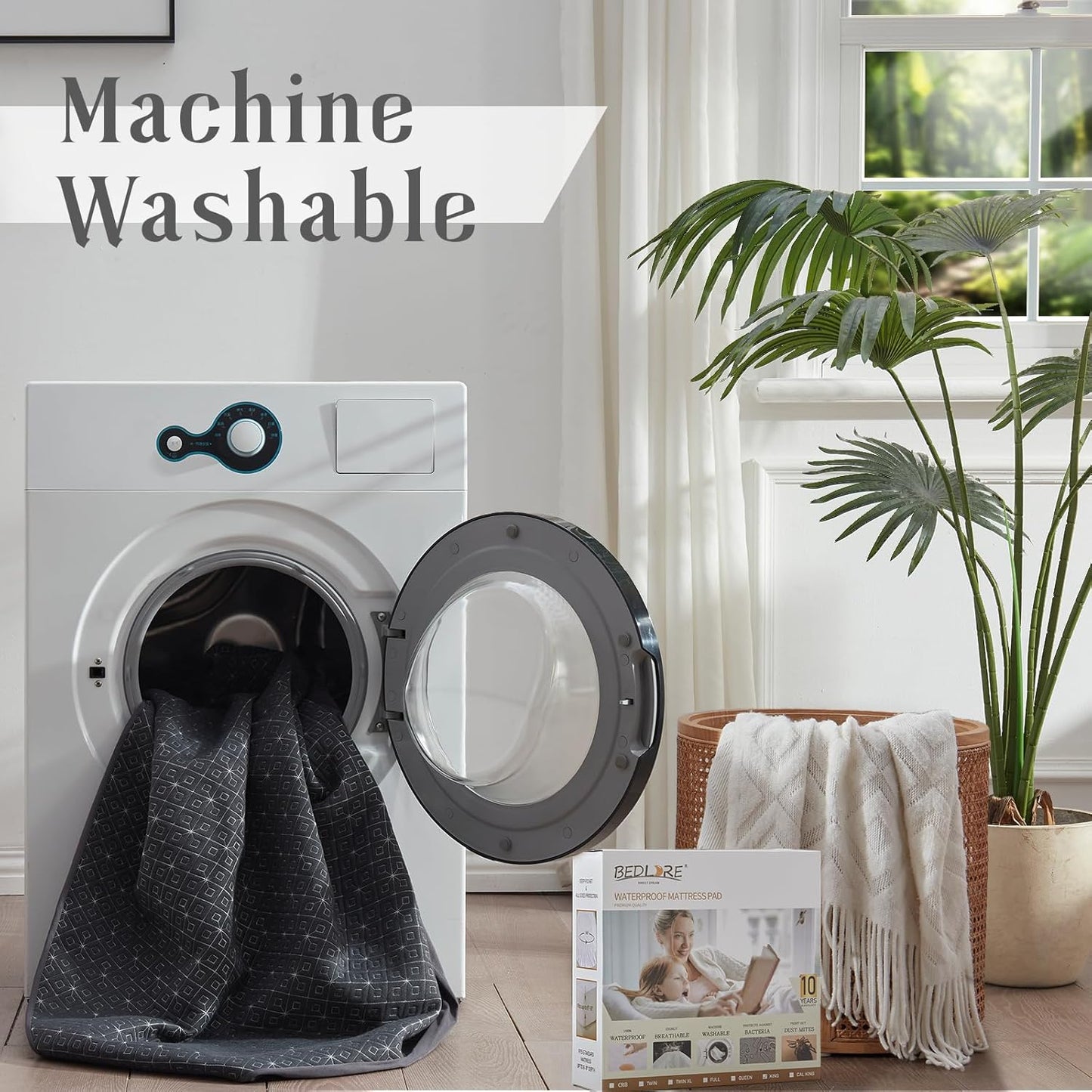 BEDLORE California King Mattress Protector, Waterproof Noiseless Mattress Cover with Deep Pocket for 6-18 inches Mattress, Soft Breathable Mattress Pad Machine Washable (Dark Gray)