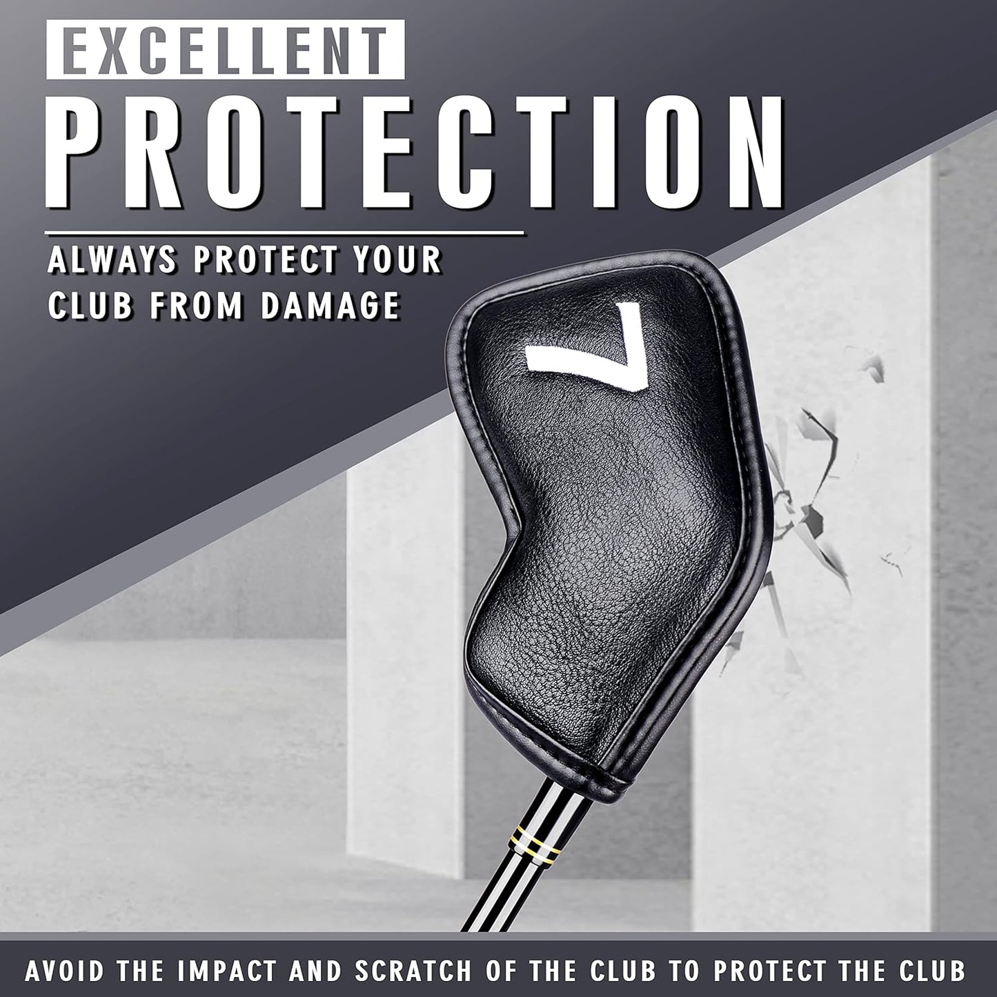 CHAMPKEY Premium Golf Club Covers for Men 12 Pack - Comfortable Polyurethane Golf Iron Covers - Ideal Golf Head Covers for Clubs