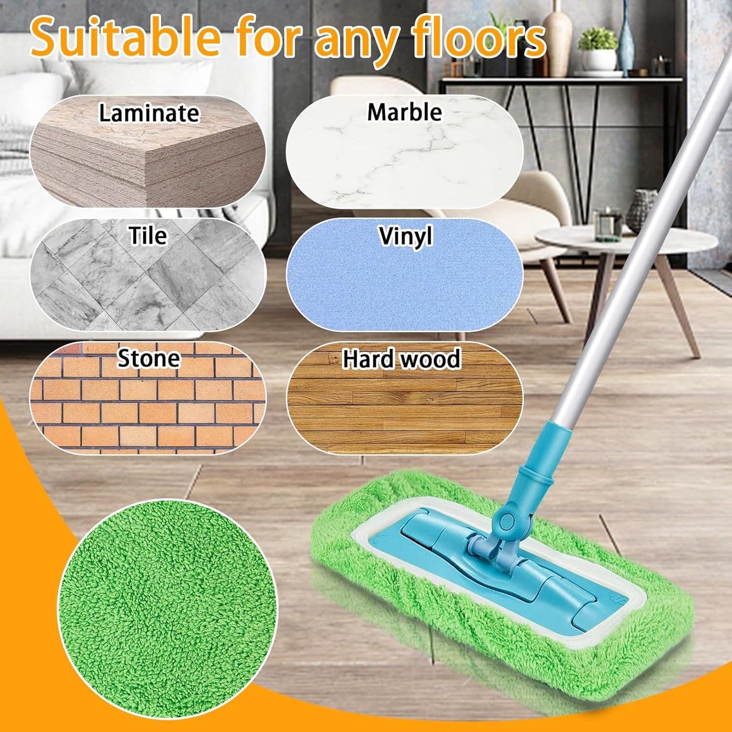 Reusable Dry Sweeping Cloths Microfiber Wet Mop Pads Compatible with Swiffer Sweeper Mop Replacement Sweeping Mopping pad Refills for Hardwood Surface Floor Cleaning (32)