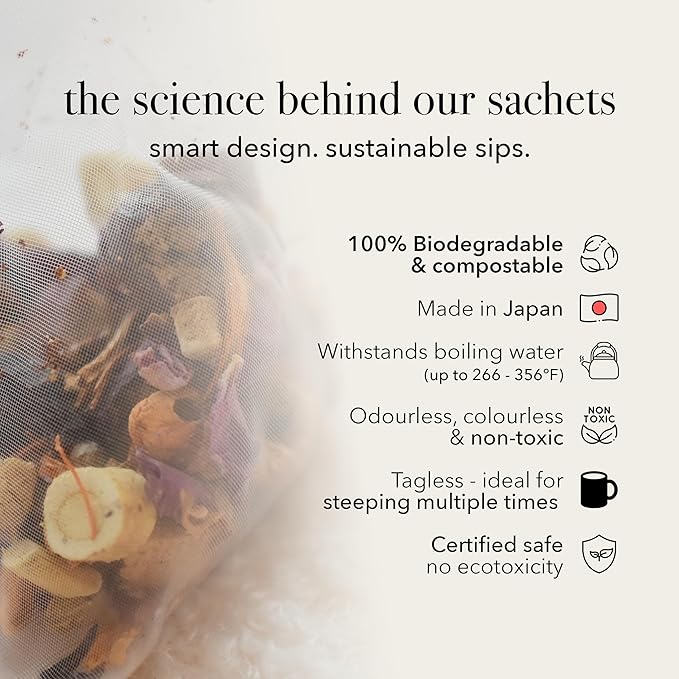 qìsane Hawthorn Berry Tea Bags with Osmanthus Flower - Dried Hawthorn Berries, Osmanthus Plant, Lemongrass & Ginger Loose Leaf Tea to Help Support Digestion & Easy Breathing - 10 sachets (~30 cups)