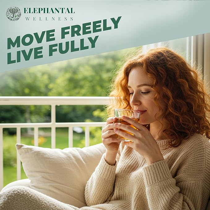 Elephantal Wellness Premium Inflammation Herbal Tea | Comfort & Mobility Blend with Turmeric, Boswellia, White Willow Bark & Ginger | Handmade, Non-GMO, Caffeine-Free Loose Leaf, 4oz, 40 Servings