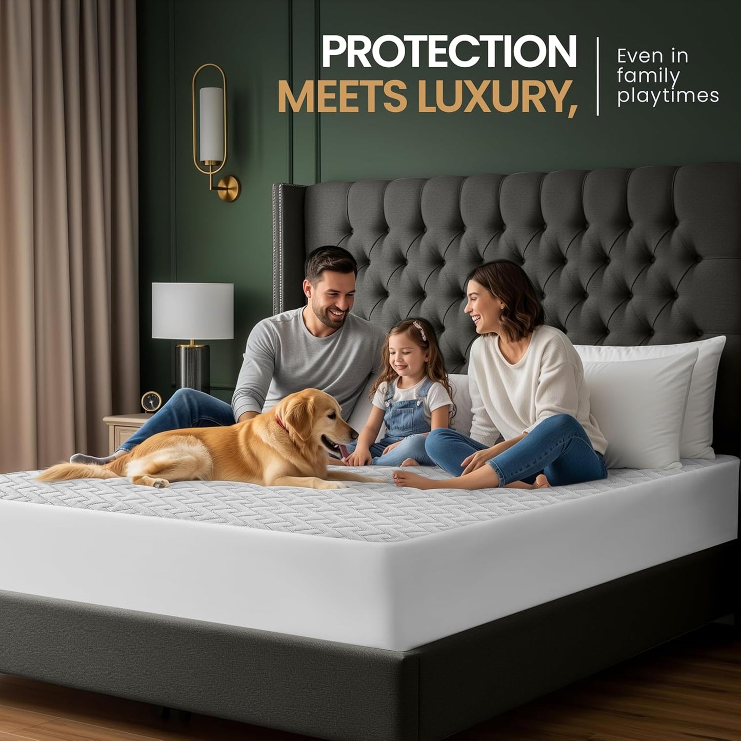 Utopia Bedding Waterproof Mattress Protector King Size, Premium 3D Air Soft Fabric Mattress Cover, Fits 17 Inches Deep, Breathable, Fitted Style with Stretchable Pockets