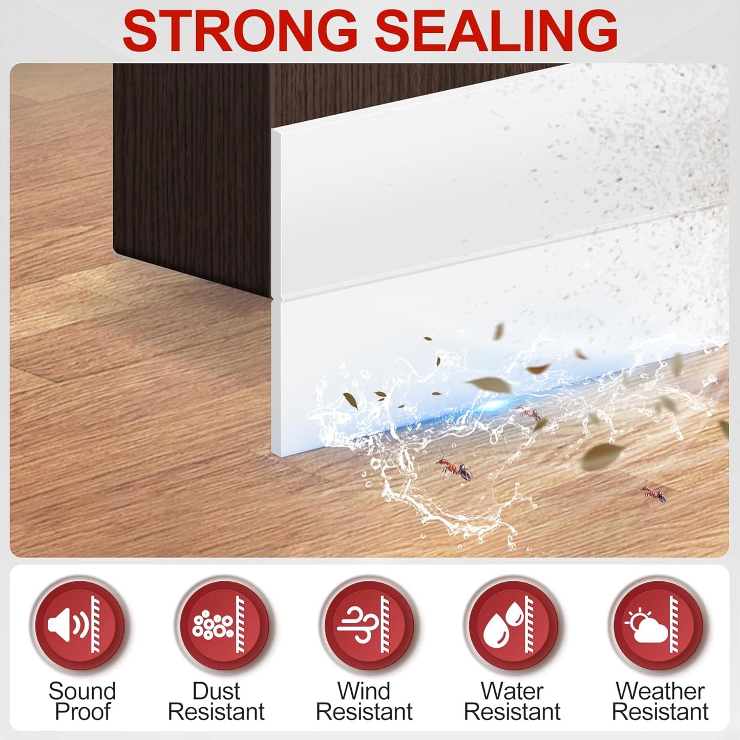 MYFAMIREA Door Weather Stripping 3IN (W) x 20FT (L) Door Draft Stopper Seal Tape Silicone Seal Strip Self Adhesive Shower Sweep Insulation Tape Side Bottom Strip for Sliding Glass Window Gap, White