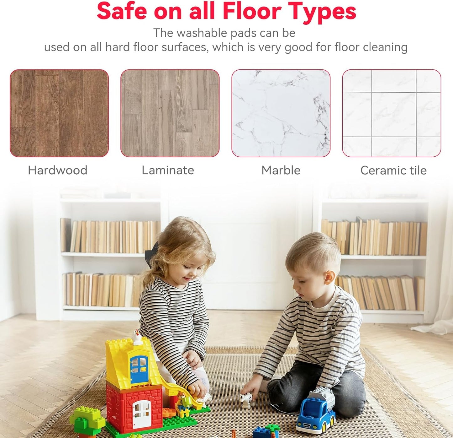 16.5 inch Microfiber Mop Pads for Rubbermaid Reveal Spray Mop and Any 16.5" Flat Mop - 10 Pack 13''-15'' Spray Mop Pad Reusable Washable Replacement Refills - Red & Grey