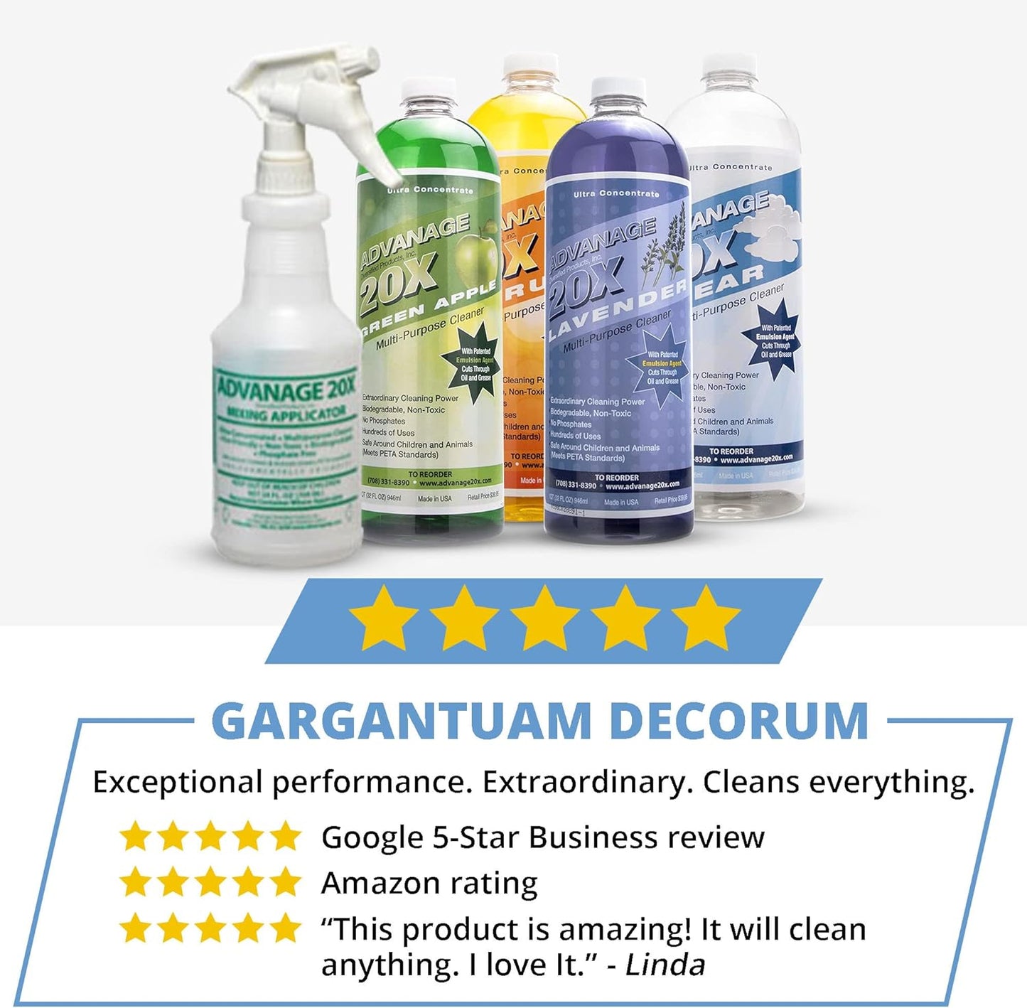 All Purpose Cleaner Concentrate - Advanage 20X The Wonder Cleaner Unscented for All Surfaces Around Bathroom, Kitchen, Oil and Grease | Multi Purpose Cleaner for Household Cleaning Solution | 32 Fl Oz