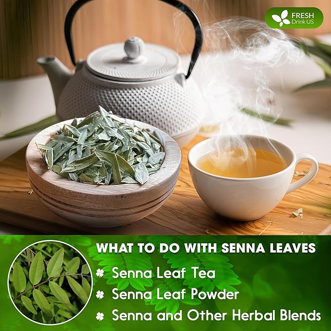 FreshDrinkUS, Permium 10oz Senna Leaves, 100% Natural & Pure from Senna Leaves, Senna Leaf Tea, Senna Loose Leaf Herbal Tea, No Additives, No Caffeine, Vegan