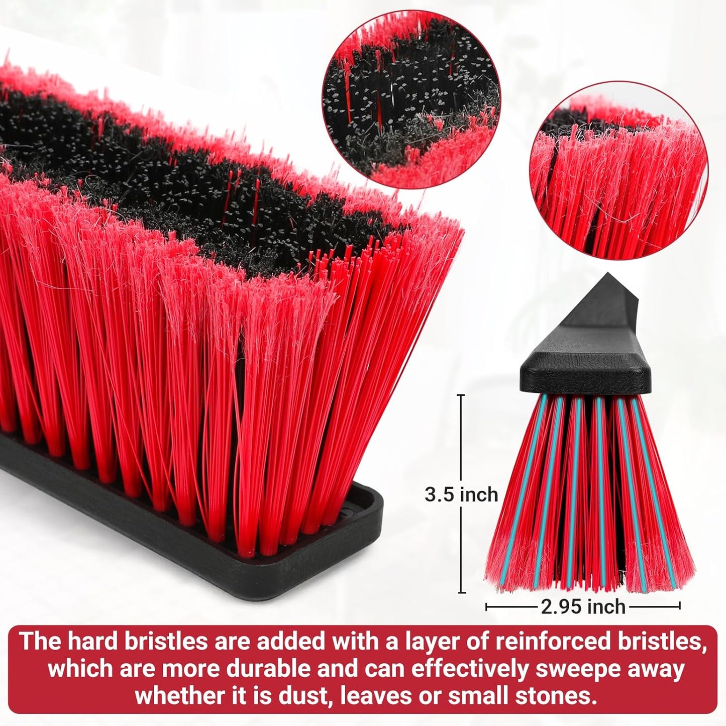 24" Push Broom Outdoor with 63" Long Handle and Stiff Bristles, Heavy Duty Outdoor Broom Brush for Workshop, Garage, Concrete, Patio and Deck Floor Sweeping