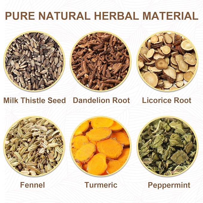 TEARELAE - Detox Tea, 30 Count Herbal Liver Detox Tea Bag - Milk Thistle Seed, Dandelion Root, Licorice Root, Fennel, Turmeric, Peppermint - Support Liver Function