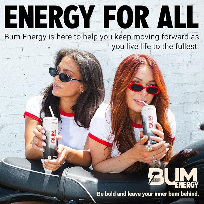 BUM Sugar-Free Energy Drink, Cola - Lightly Carbonated & No Artificial Colors, Natural Caffeine & Citicoline for Energy & Focus, Brain Boost & Workout Sports Beverage - 12 oz, Pack of 12