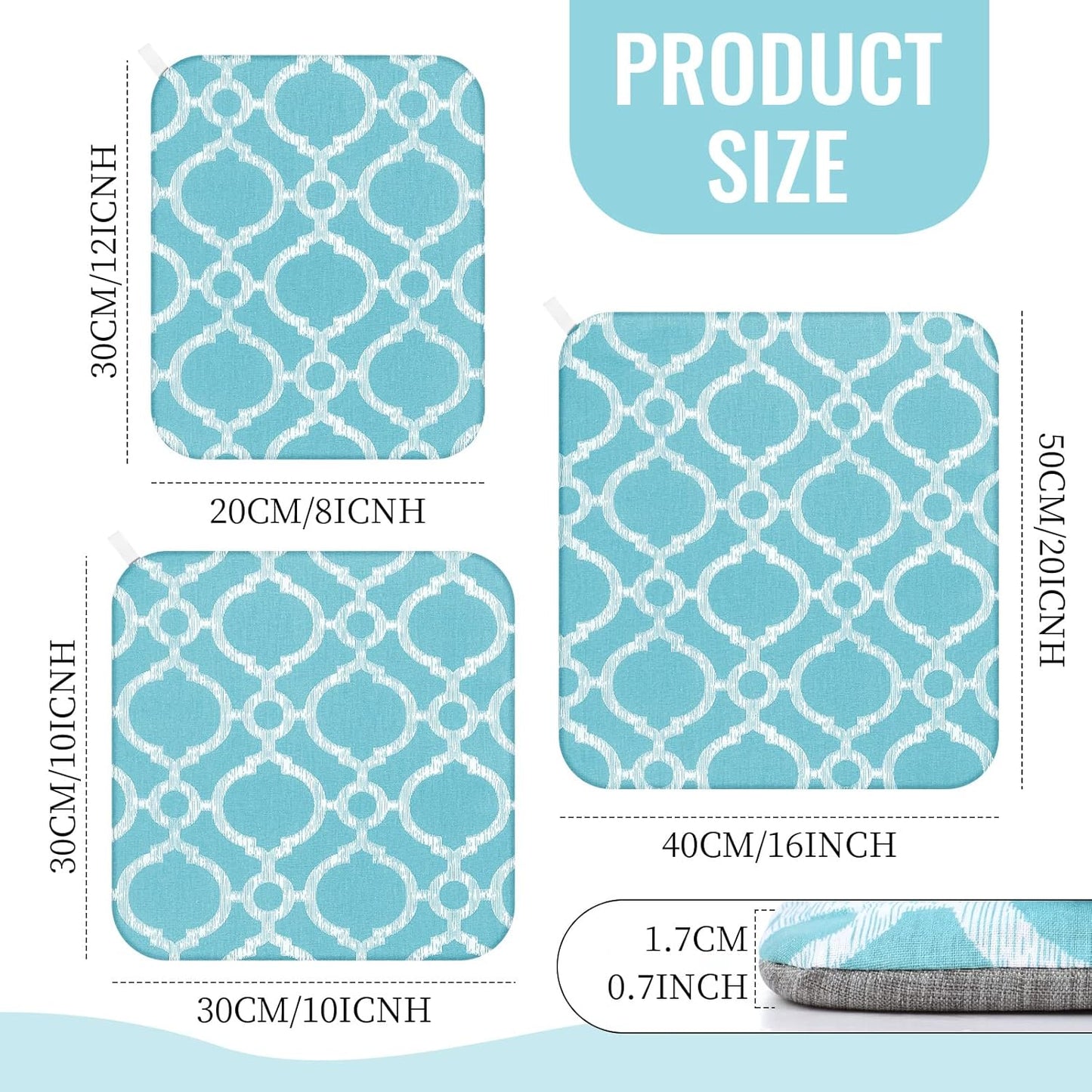 3 Pcs Heat Press Mats Compatible with Easypress 2 / Easypress Easy Press Mat Protective Resistant Double Sides Applicable Ironing Insulation for HTV Iron on Projects(Blue Lantern Pattern)