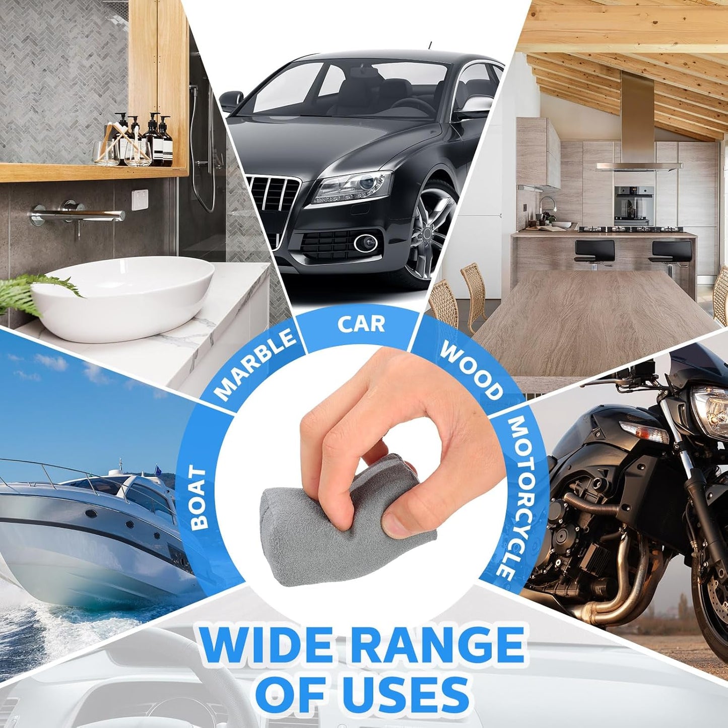 Riakrum 18 Pack Microfiber Applicator Pads Suede Car Detailing Sponge Ceramic Coating Applicator Pads Coating Sponge for Cars Graphene Metal Plastic Trim Ceramic Spray Applying Wax