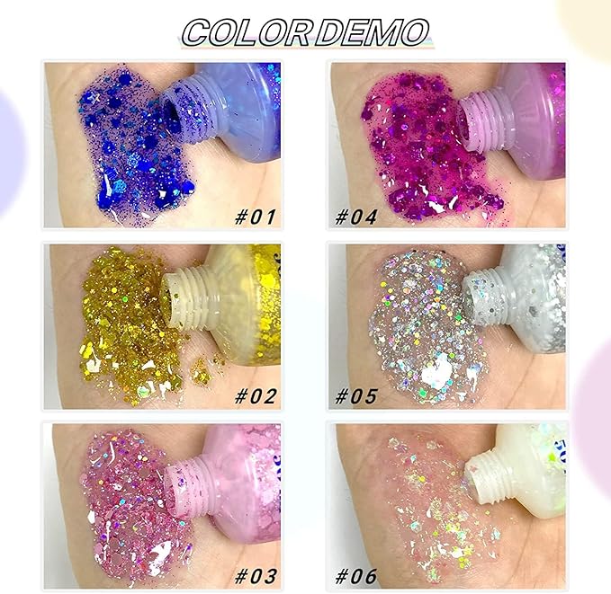 Rose Body Glitter,Sparkling Neon Outfit Party Holographic Sequins Paint Body Glitter Gel Makeup.(04# Rose)