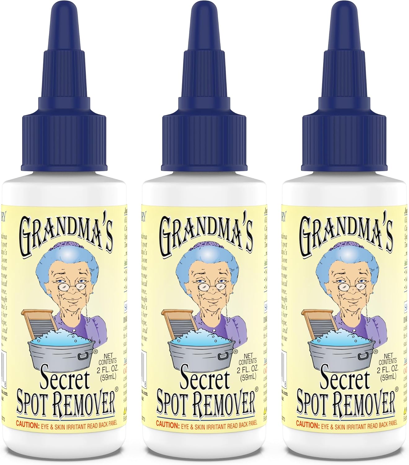 Grandma's Secret Spot Remover Laundry Spray - Chlorine, Bleach and Toxin-Free Fabric Stain Remover for Clothes - Removes Oil, Paint, Blood and Pet Stains - 2 Oz, 3 Pack