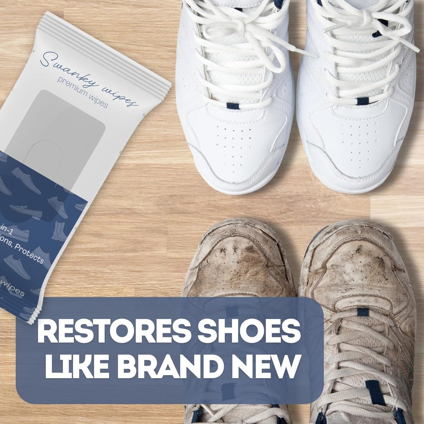 Swanky Shoe Cleaner Wipes - Leather and Sneaker Cleaner, Removes Dirt, Grime and Stains, Quick & Easy Shoe Sole and Boot Cleaning Wipes, Essential Shoe Cleaning Supplies - Soft Wipes, 300 Count