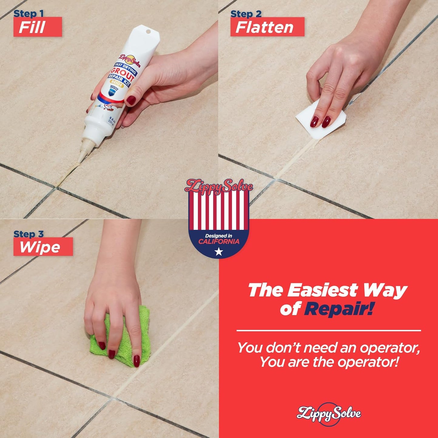 Tile Grout, Repair Kit, Restore & Renew Tile Joints Line, Fast Drying Tile Grout Paint Squeeze Tube for Bathroom Shower Kitchen Floor, Waterproof (8.8 oz, Beige)