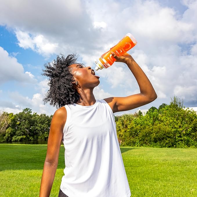 Cirkul 22oz. Orange Plastic Grip Squeeze Water Bottle & Sport Lid, BPA-Free, Non-Slip Design for Gym, Biking & Sports