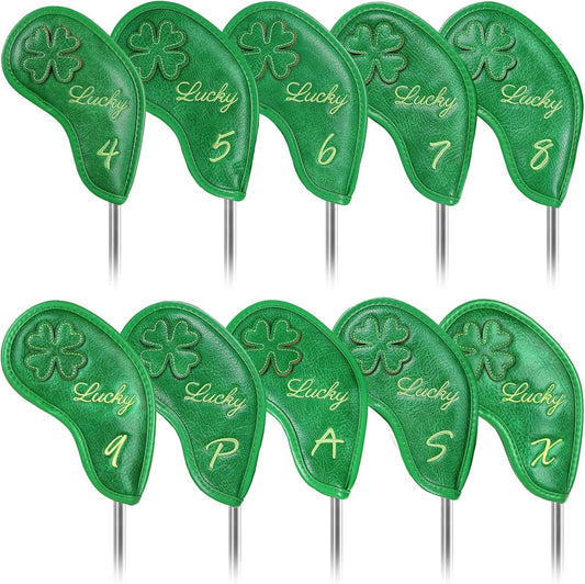 Golf Headcovers Golf Club Head Covers Four Leaf Clover Good Luck Charm - Clover Style Premium Leather Driver Fairway(FW) Wood Hybrid(UT) with Number Tags