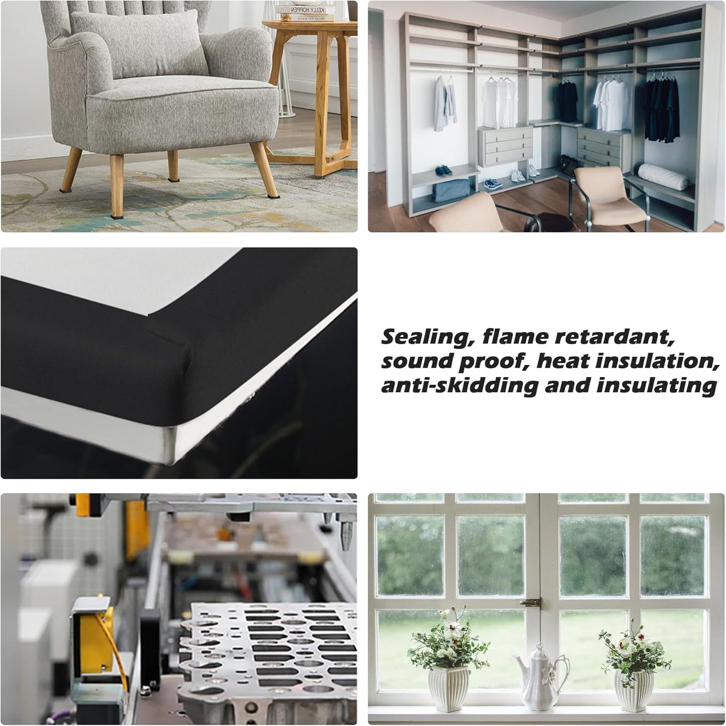 ToLanbbt Black Door Window Weather Stripping Self Adhesive Foam Tape High Density Foam Sealing Strip Window Insulation Weatherproof Gasket Tape 1" Wide X 3/4" Thick, 6.5 Ft X 2 Rolls, Total 13 Feet