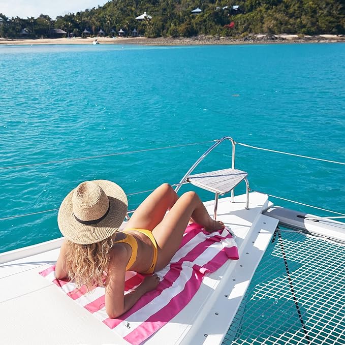Dock & Bay Beach Towel - Quick Dry, Sand Free - Compact, Lightweight - 100% Recycled - Includes Bag - Cabana - Phi Phi Pink - Extra Large (200x90cm, 78x35)