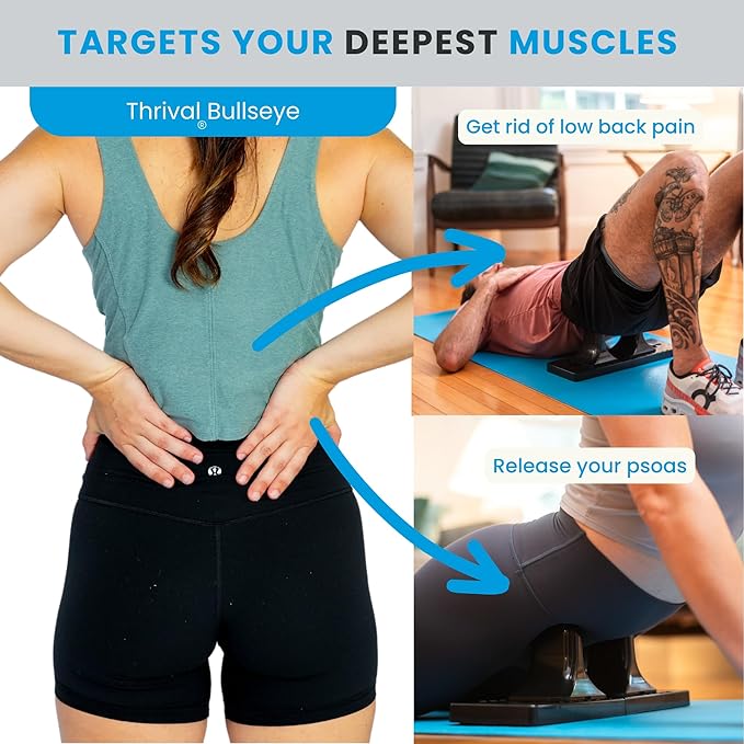 Thrival Bullseye - Precision Psoas Muscle Release Tool for Hip Flexor, Back, Hamstring, Glute, Iliacus, and Neck Pain - Deep Tissue, Trigger Point, and Myofascial Release - Carbon Black