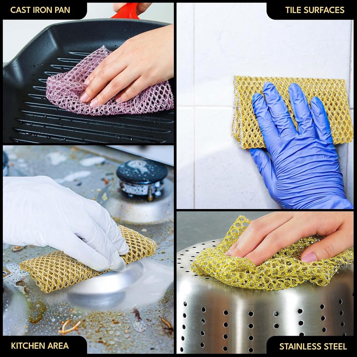 Heavy Duty Dish Scrubbers - Non Scratch Scouring Pads - Odorless and Long Lasting - Replace Sponges for Dish Washing, Scrubbing & Scouring - Kitchen, Floor and Bathroom Usage - Made in Korea (24 Pcs)