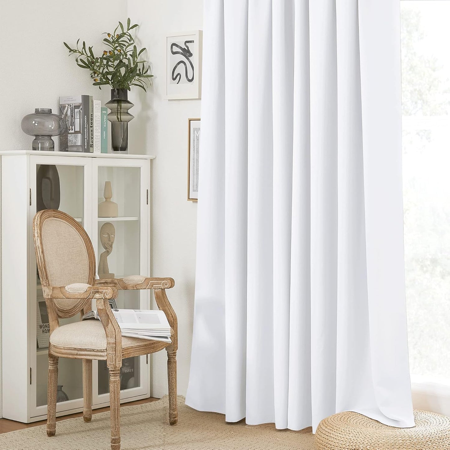 RYB HOME Blackout Curtains for Living Room, Large Window Shades for Bay Window Dining Parlor Bedroom Patio Door, Wide 34 x Long 80 inches, Pure White, 2 Panels