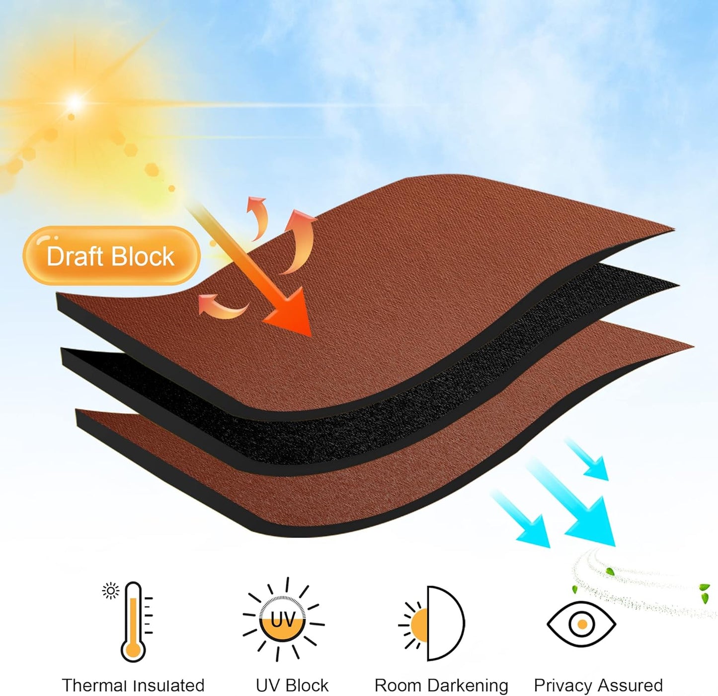 RYB HOME Small Window Curtains for Kitchen, Thermal Insulated Privacy Shades Chic Home Decoration for Basement Bathroom Door Window, Width 42 x Length 45 inch, 2 Panels, Burnt Orange