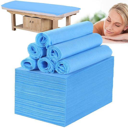 Disposable Bed Sheets for Massage Table 100 Pcs 31" x 71" Waterproof Massage Table Sheets Soft Non Woven Fabric SPA Massage Table Bed Cover Breathable for Beauty Tattoos Waxing Travel (Blue)