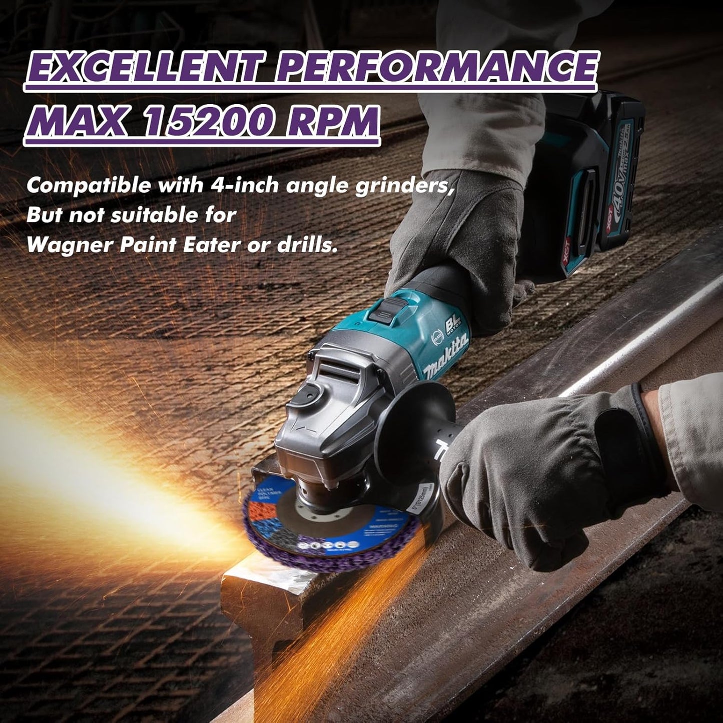 14 Pack Paint Eater Strip Disc Angle Grinder Rust Removal Disc Paint Stripper for Metal Paint Stripper Tool Rust Remover Angle Grinder Attachments Abrasive Wheels & Discs (4" x 5/8")