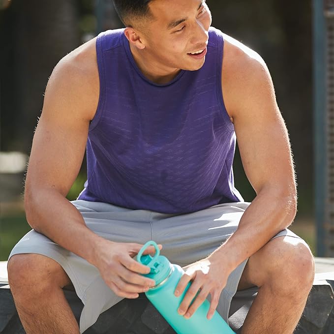 Takeya Actives Water Bottle with Spout Lid - Bottle with Double Stainless Steel Insulation - Dishwasher Safe & BPA-Free - Bottle with Spout Lid & Removable Bumper - 24 oz, Teal