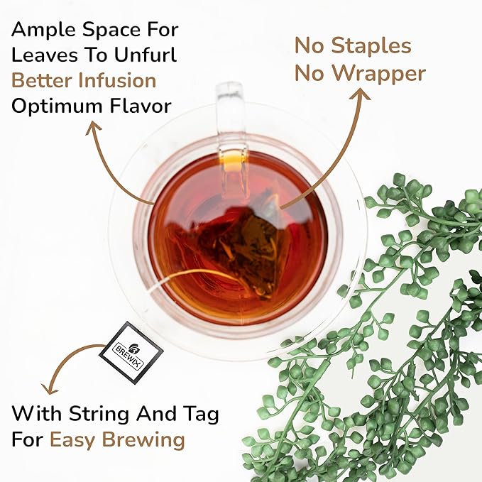 BREWIX, Peach Black Tea (25 Pyramid Bags) | Premium Black Tea with Peach | Floral & Refreshing | Iced or Hot | Caffeinated And Sugar-Free
