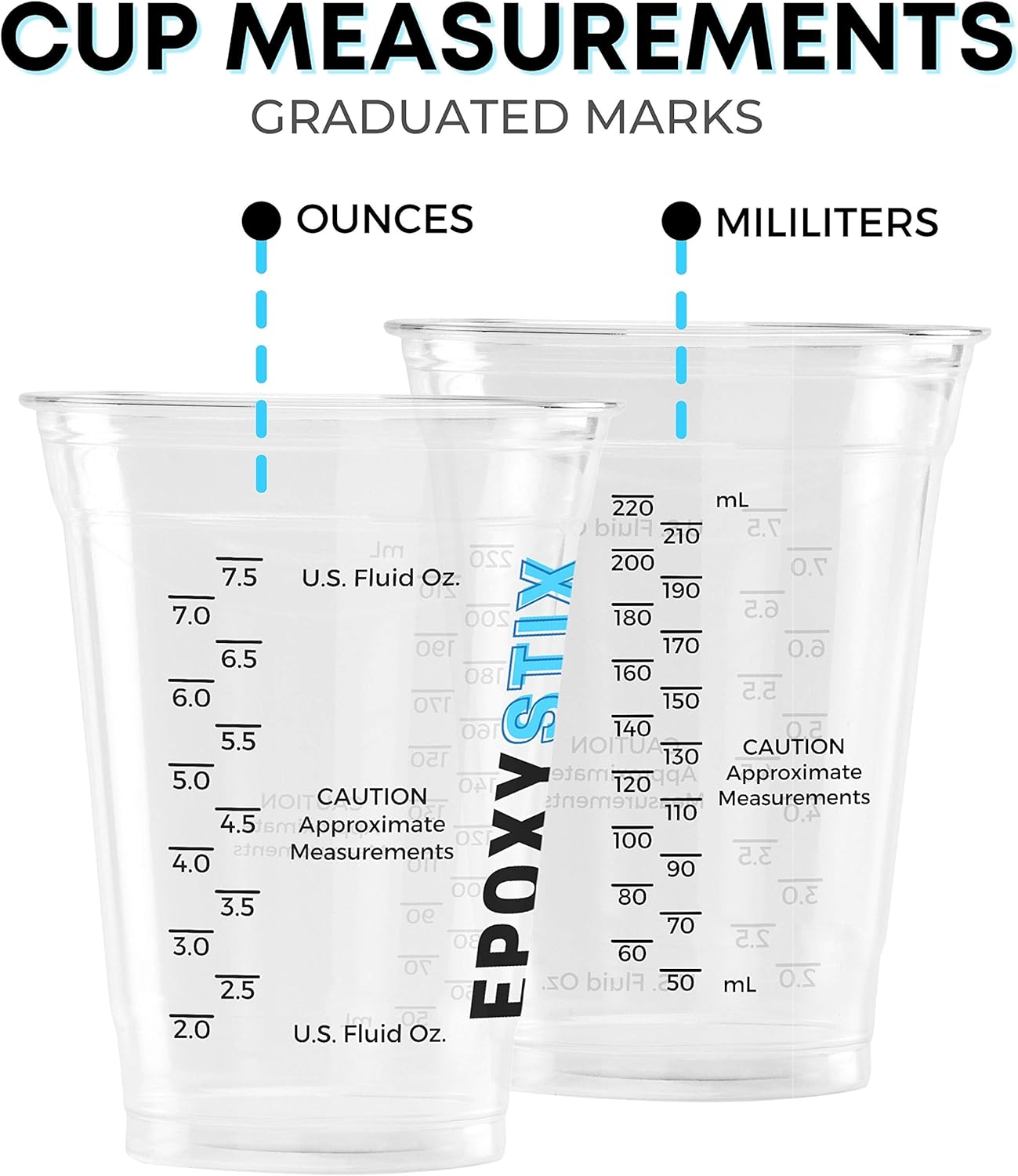 [Pack of 50] 10oz Disposable Graduated Measuring Cups for Mixing - Measurements in mL and Oz - Multipurpose Reusable Cups for Paint, Epoxy Resin, Stain, Liquid Mixing Cups