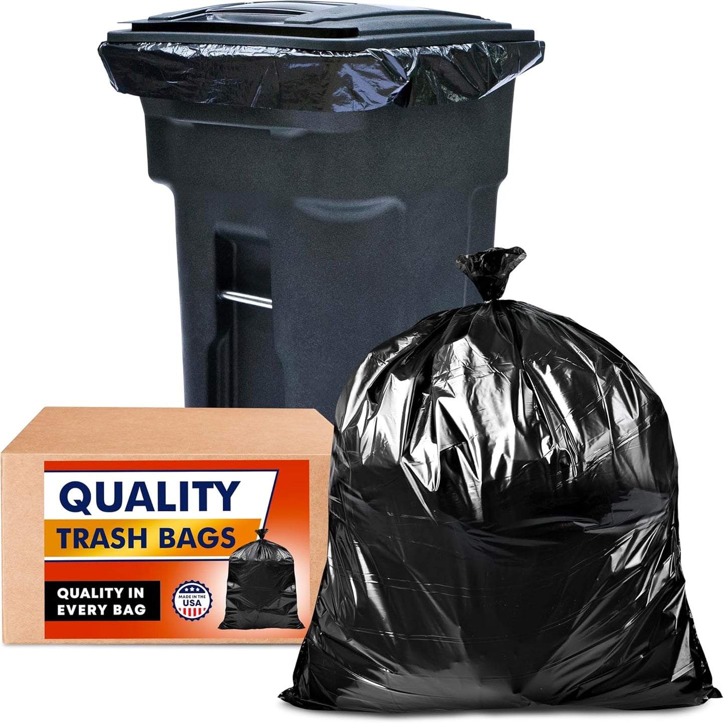 Veska 95-96 Gallon Trash Bags Heavy Duty, (ValuePack 25 Bags w/Ties) 100 Gallon Extra Large Trash Bags, 90 Gallon, 95 Gallon, 96 Gallon Heavy Duty Big Garbage Bags