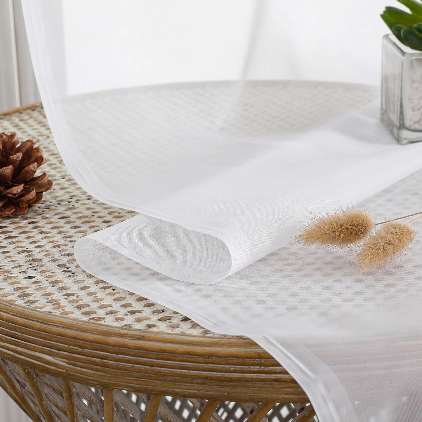 Chyhomenyc Extra Long White Sheer Curtains 120 Inches Long 2 Panels, Light Filtering White Curtains for Living Room, Soft Gentle Voile Rod Pocket Bedroom Window Drapes, 59Wx120L Inch, 10FT, 2PCS