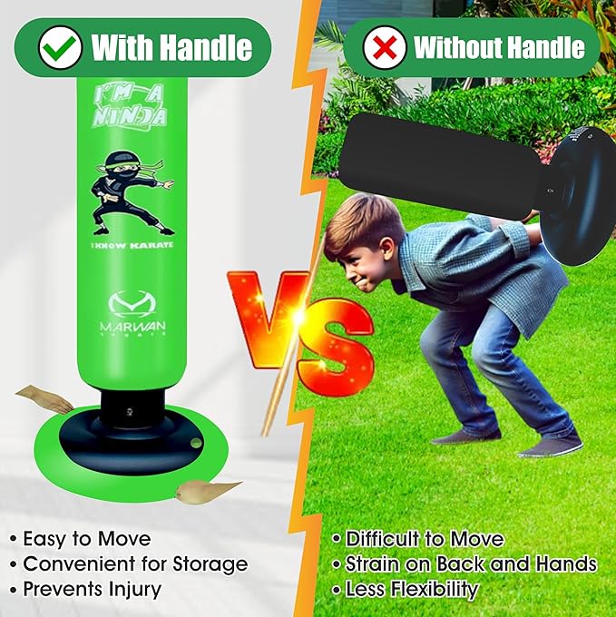 Durable Inflatable Kids Punching Bag for Karate and Boxing – Bounce-Back Martial Arts Bag for Boys and Girls, Great Birthday Gift to Relieve Energy and Build Skills for Boys Ages 4-12