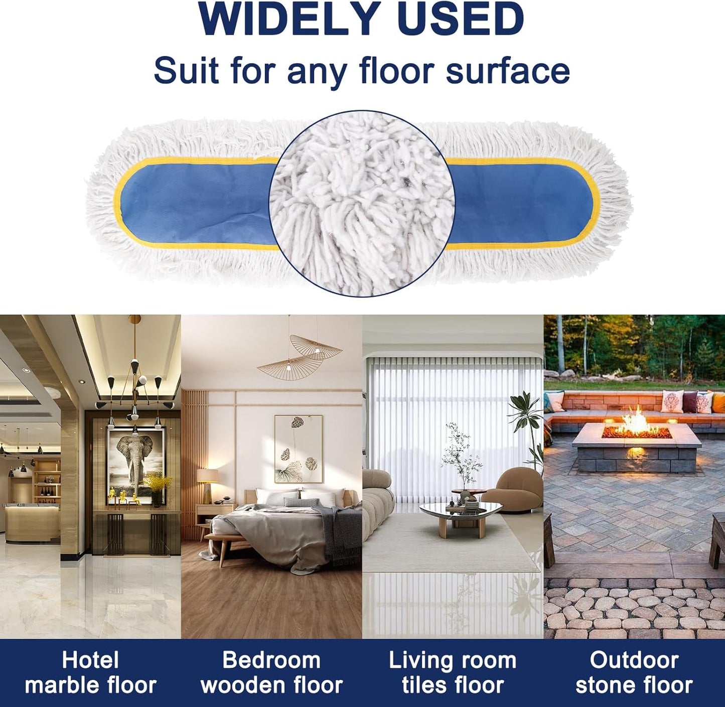 KeFanta 24" Commercial Dust Mop Replacement Heads,3 Pack Reusable Industrial Dust Mop Pads, Washable Cotton Dust Mop Refill for Floor Cleaning & Janitorial Supplies,Only Fits:B0D7MKSZ8N