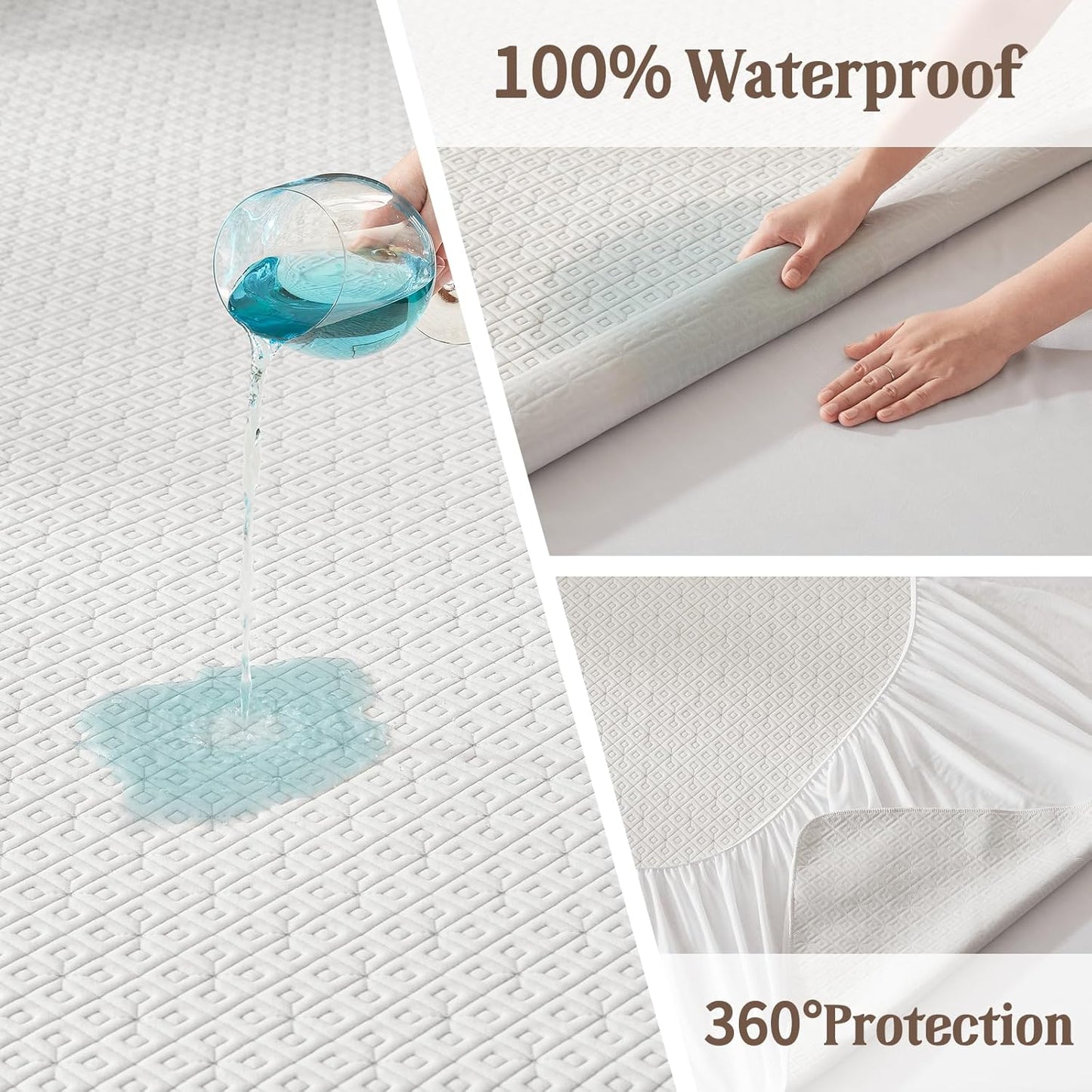 BEDLORE California King Mattress Protector, Waterproof Noiseless Mattress Cover with Deep Pocket for 6-18 inches Mattress, Soft Breathable Mattress Pad Machine Washable (White)