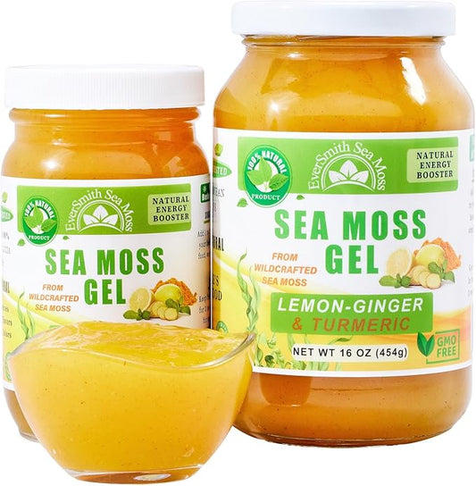 Wildcrafted Irish Sea Moss Gel | Made in USA | Rich in Vitamins & Minerals | Sea Moss Gel Raw | Nutritional Supplement | Lemon Ginger (16 oz)