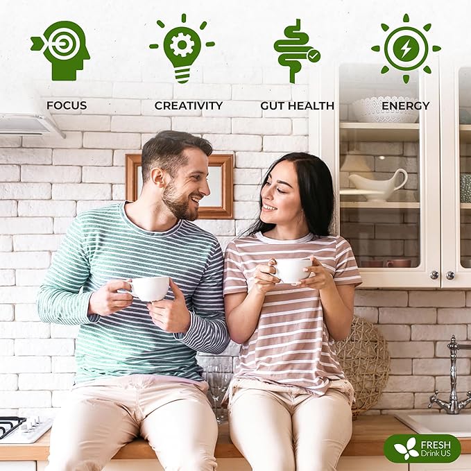 FreshDrinkUS, Memory Brain Booster Herbal Tea – 40 Tea Bags – Ginkgo Biloba, Gotu Kola, Lion's Mane & MCT Coconut Oil – Smooth, Earthy Flavor – Caffeine-Free – Daily Herbal Blend for Anytime Use