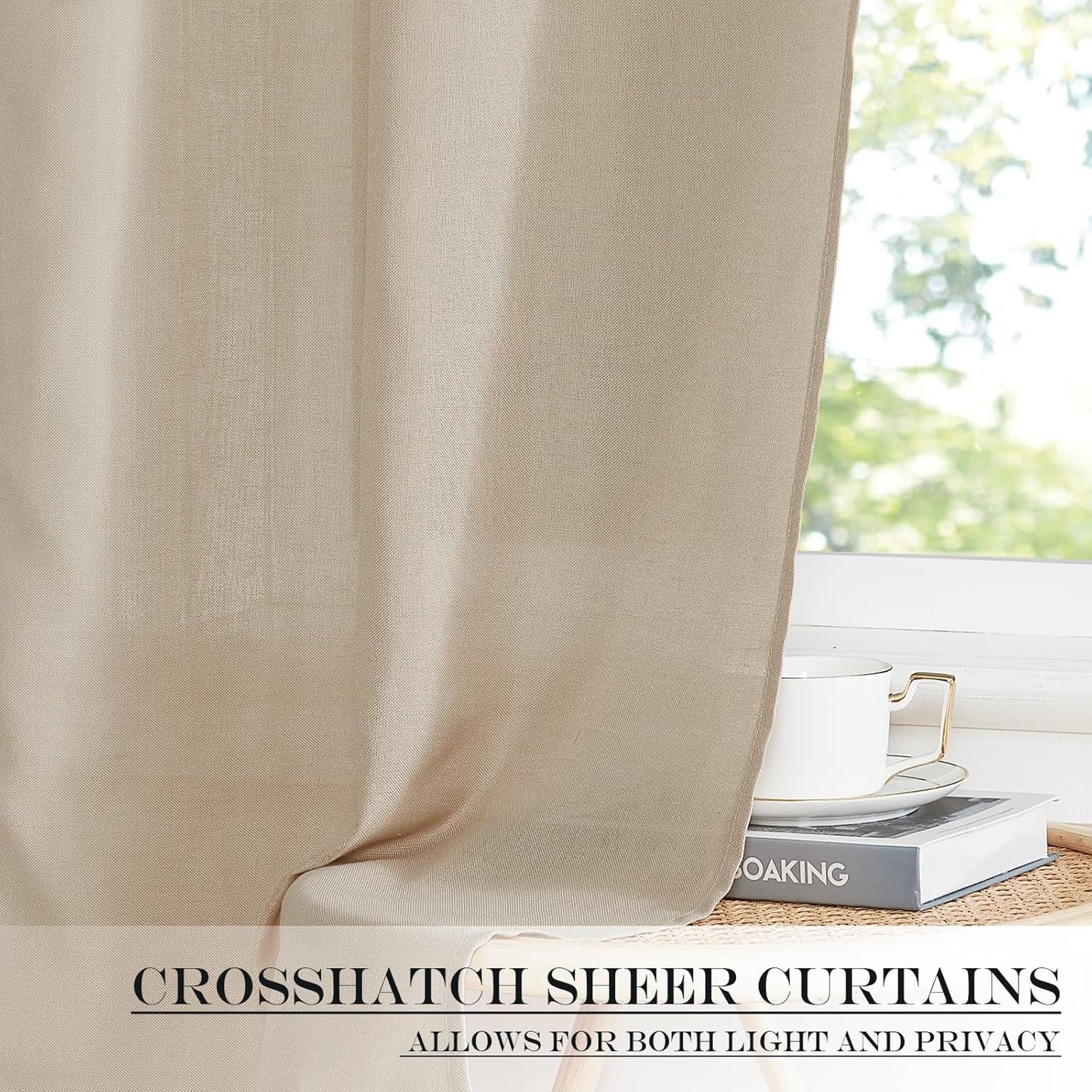 NICETOWN Linen Door Curtains 50 inch Length 1 Panel Farmhouse Kitchen Curtain Light Filtering Sidelight Covering, Door Blinds Tie Up Shade for Classroom Window, 1 Panel, 26 inch Wide, Anogra