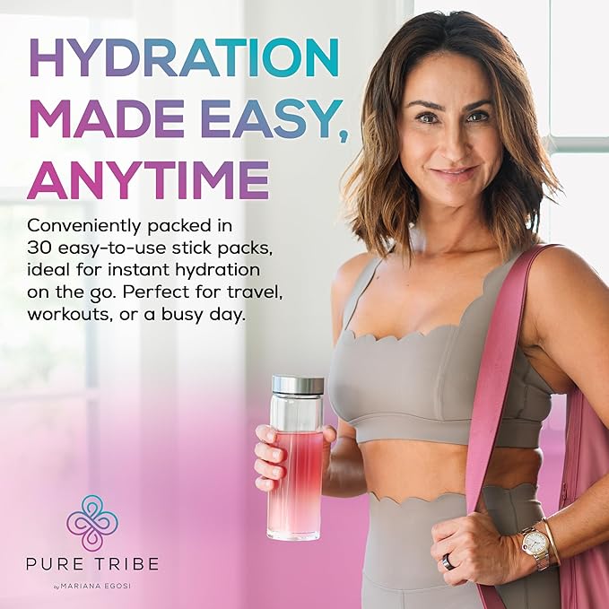 Electrolytes Powder Packets - Sugar Free Hydration Powder Drink Mix Loaded with 6 B Vitamins & Minerals - Energy Drink for Muscle and Mood Support - Mixed Berry Flavor - 30 Servings