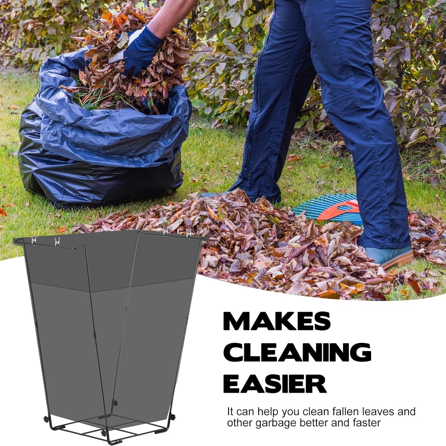 2 pcs Metal Trash Bag Holder, Outdoor Metal Leaf Bag Holder Stand, Garbage Bag Frame Holder for 30-45 Gallon Bags, for Yard Camping Garden Lawn Party Supplies