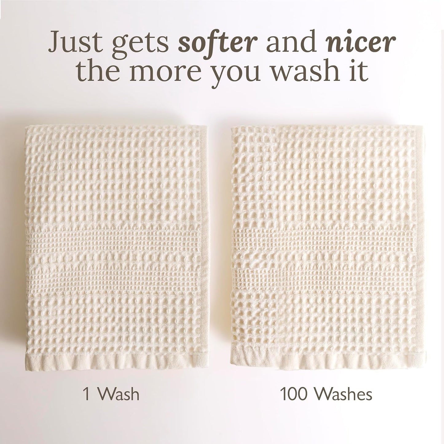 GILDEN TREE Waffle Towels Wash Cloths for Showering, Exfoliating Washcloth Face Towels, Quick Dry Towel Cotton Washcloths Set of 4, Classic Style (Stone)