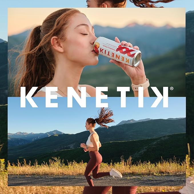 KENETIK Nootropic Ketone Drink, Ketones for Energy & Focus, Caffeine & Sugar Free, High Performance D-BHB Ketone Mix, Fuel w/Zero Crash or Jitters, Ready to Drink - Strawberry Peach 12 Pk