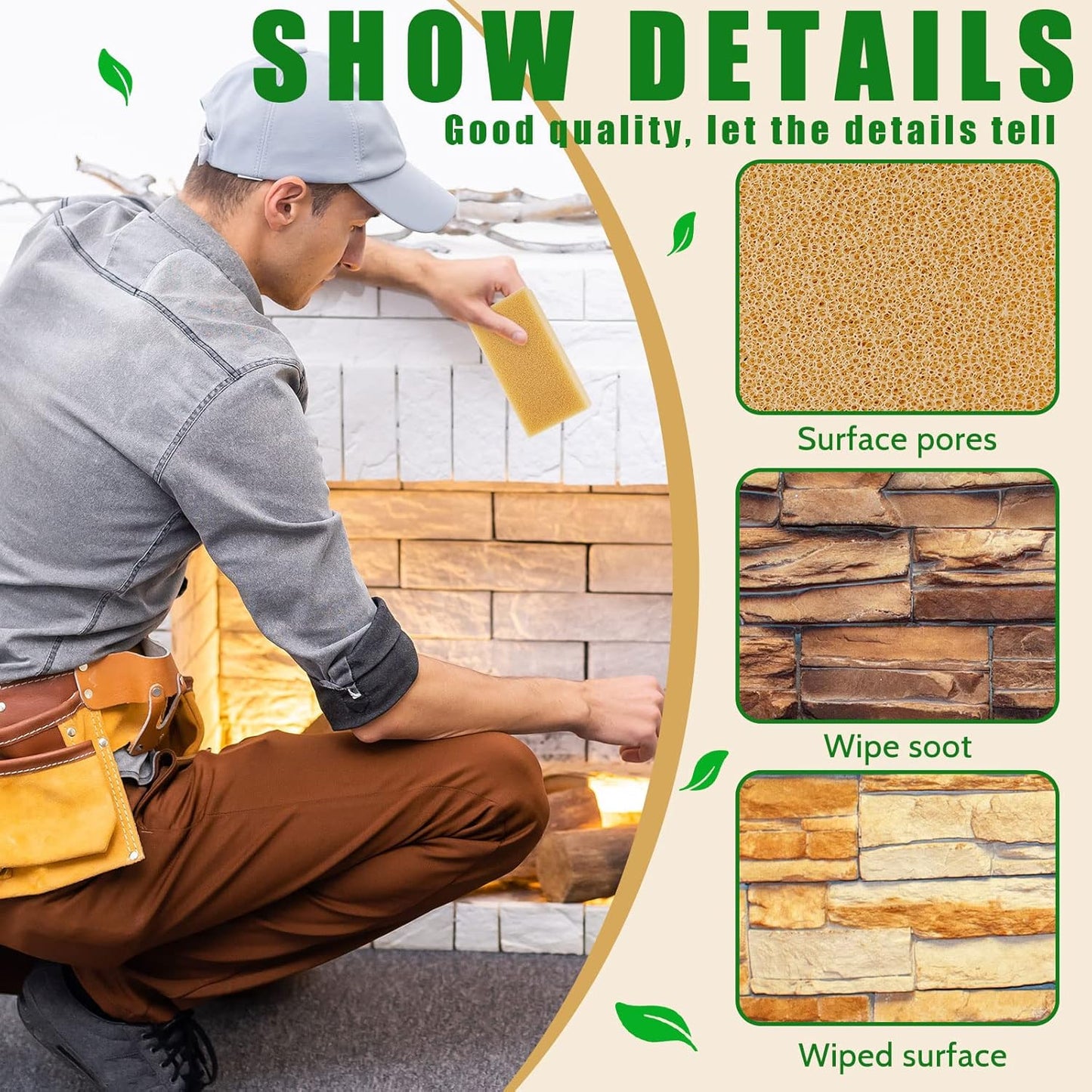 Tessco for you 12 Pcs Reusable Soot Eraser Sponge for Dry Cleaning - Effective Soot Remover for Pet Hair, Dust, and Dirt on Painted Walls, Books, and Car Interiors