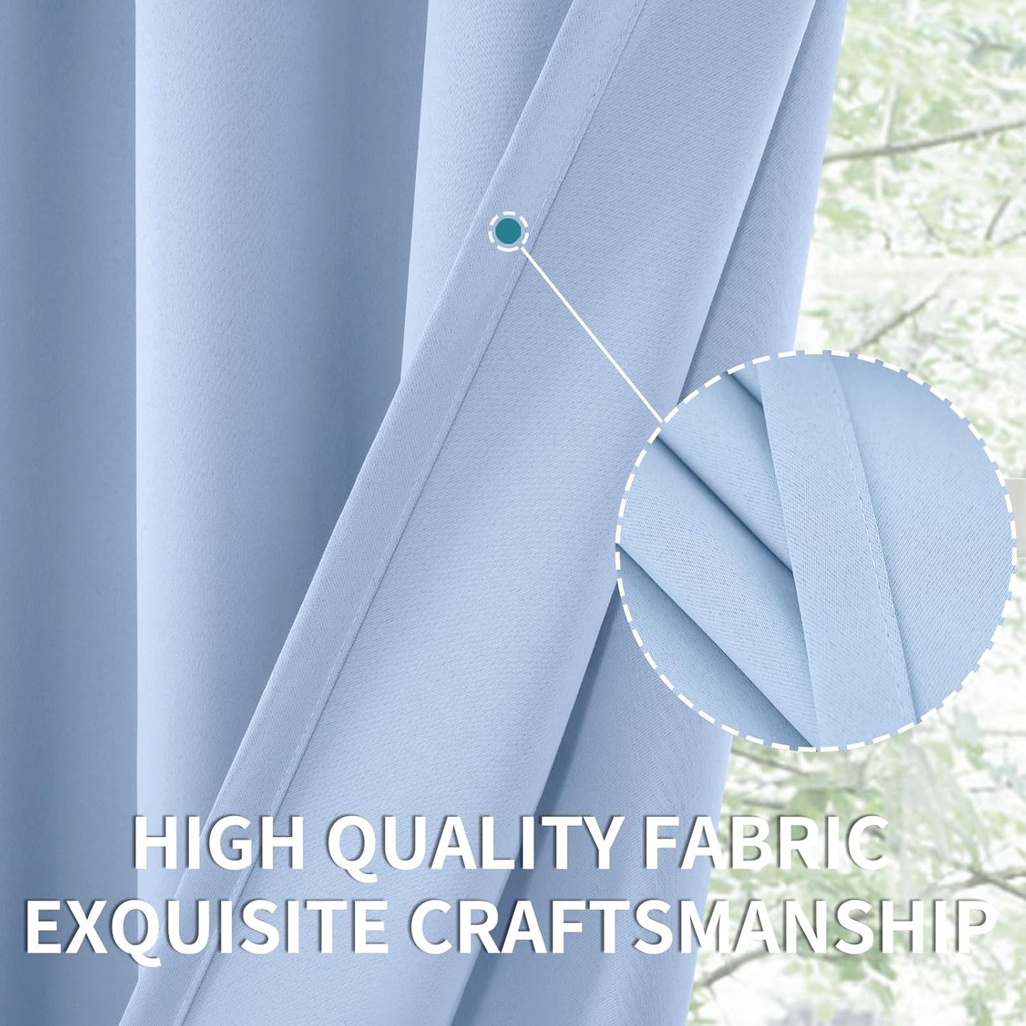 BGment Baby Blue Room Darkening Curtains 63 Inches Long for Kids Bedroom - Rod Pocket Thermal Insulated Blackout Curtain for Living Room, 42 x 63 Inch, 2 Panels