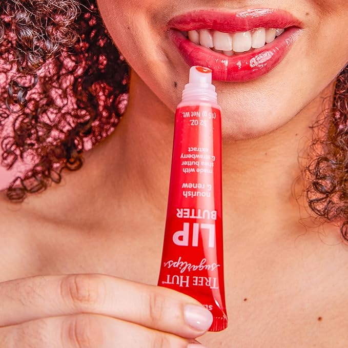 Tree Hut Sugarlips Strawberry Lip Butter | Lock in Moisture & Nourish Skin for Full, Hydrated Lips | Essential Lip Care | 0.52 fl oz.