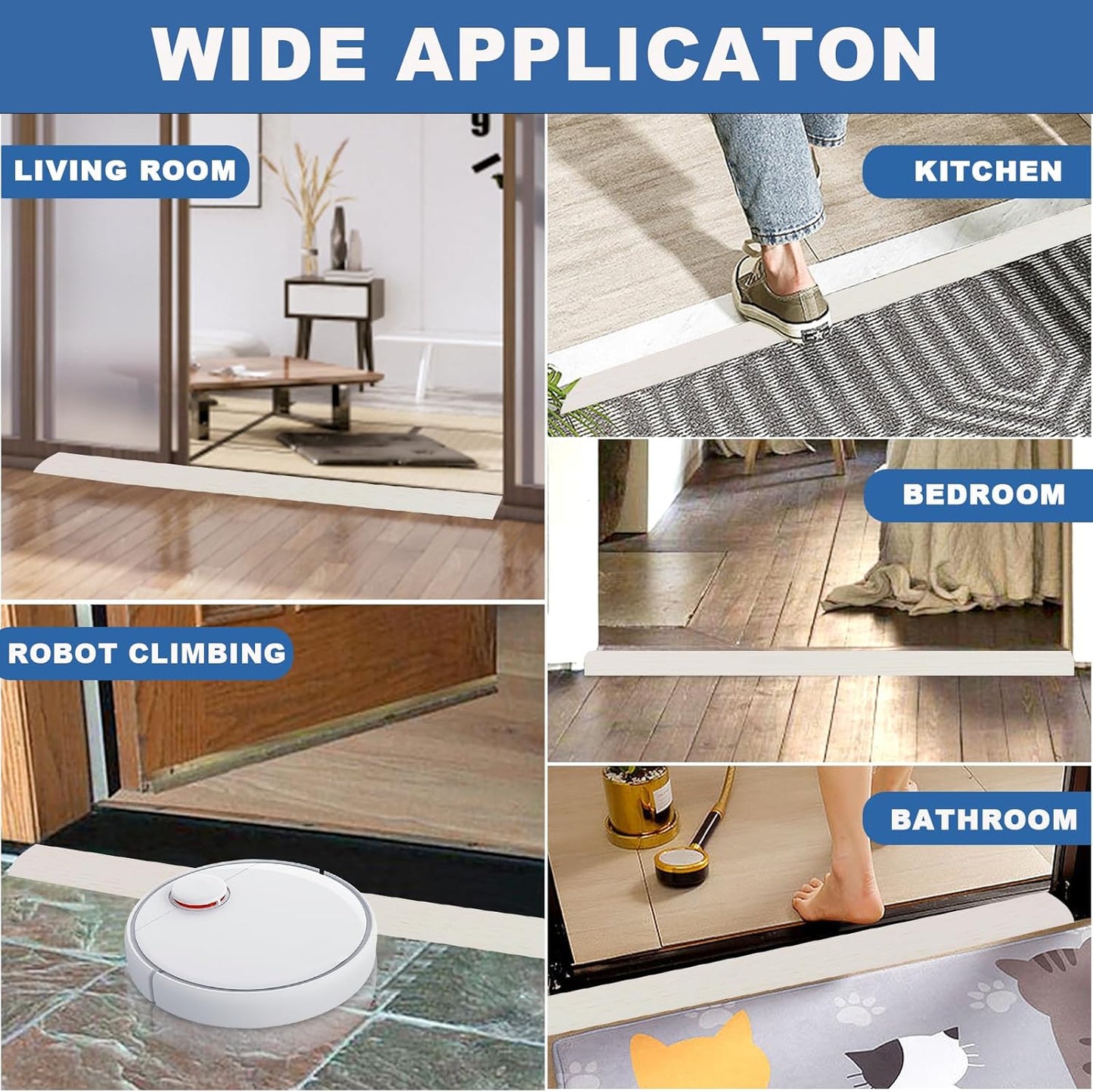 Vinyl Door Threshold Flooring Transition Strip Self Adhesive Carpet Edging Strip for Laminate Doorway Edge Threshold from 3/5" to 4/5" (Beige Wood Grain, 3.3 Ft)