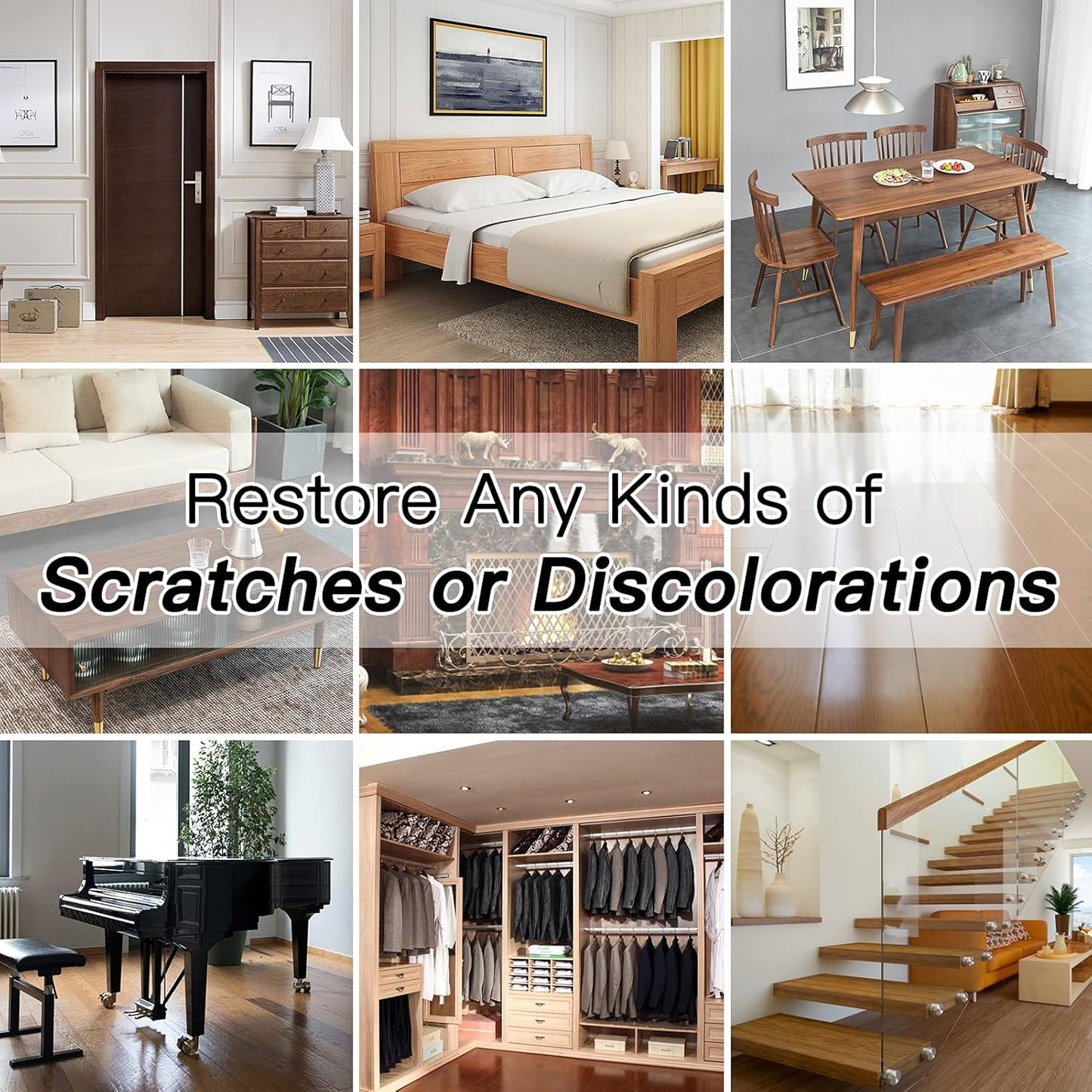 SEISSO Wood Furniture Repair Kit, 42 Pcs Wood Filler and Touch Up Markers with Wax Sticks, Vinyl Floor Repair Kit for Scratches, Cracks, Holes, Discoloration for Door, Stain, Floor, Table, Cabinet