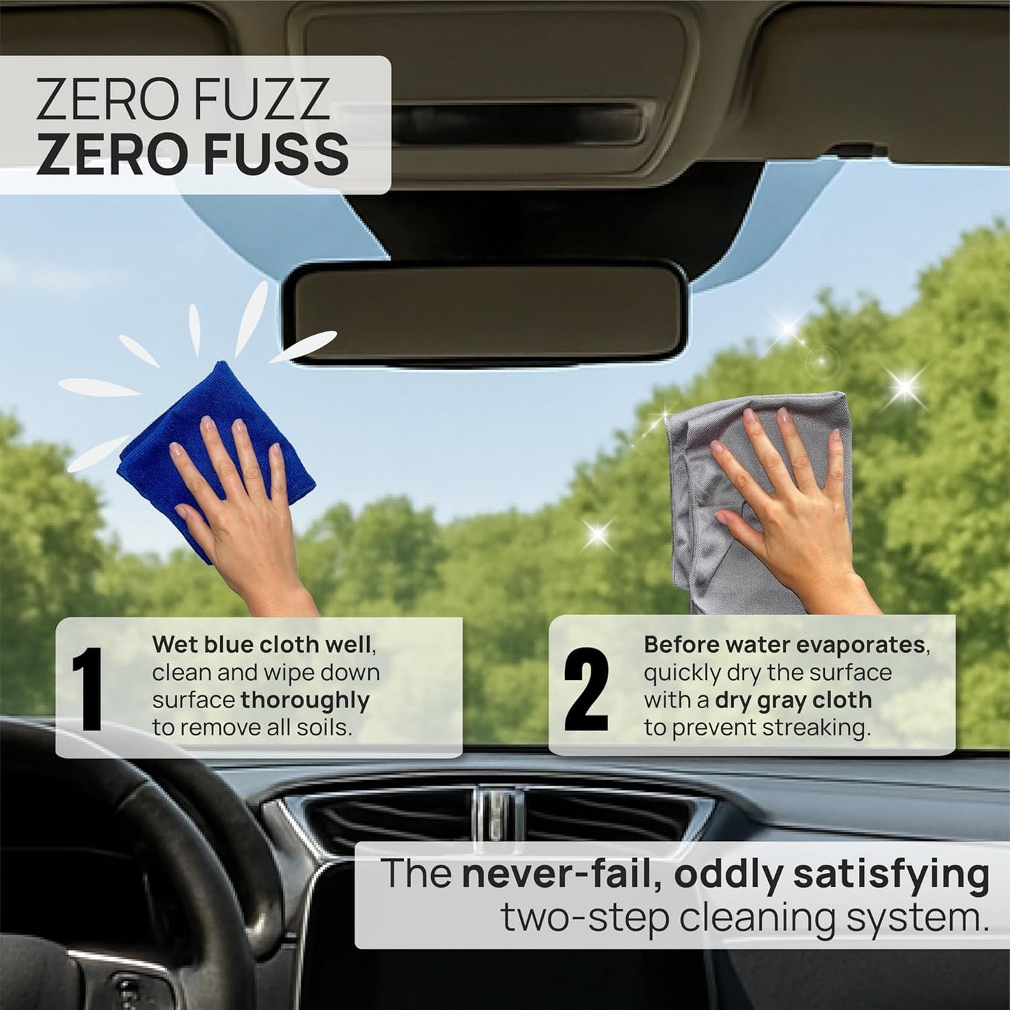 Claro Glass Towels Car Detailing 8-Pack – Streak Free Windshield Cleaner Cloth | Auto Glass Cleaner for Car Windows, Mirrors & Screens | Microfiber Car Cleaning Cloth for Detailing & Interior Use